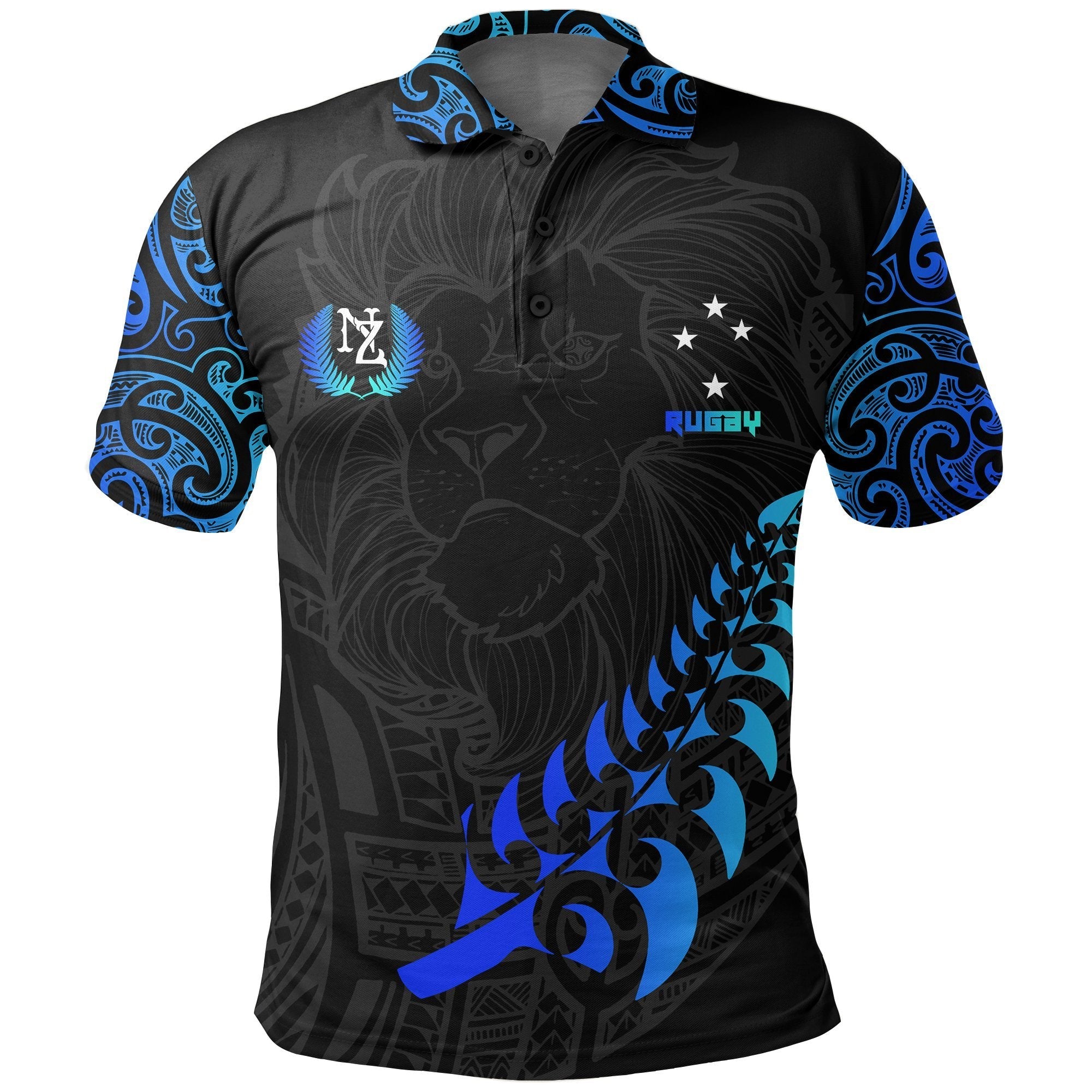 New Zealand Maori Rugby Lion Polo Shirt - Customized - Vibe Hoodie Shop