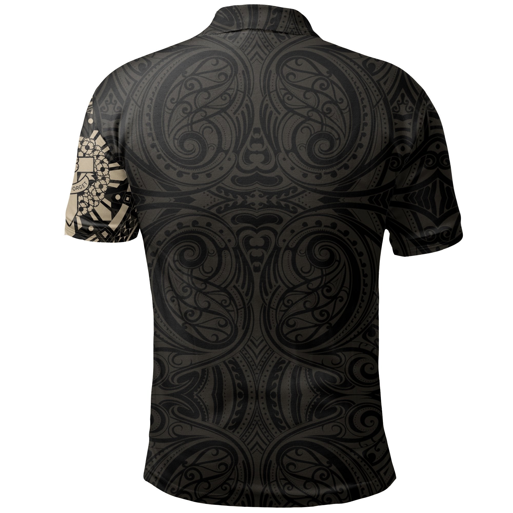 ANZAC New Zealand Polo Shirt, Maori Poppies Tattoo Golf Shirts - Tan - Vibe Hoodie Shop