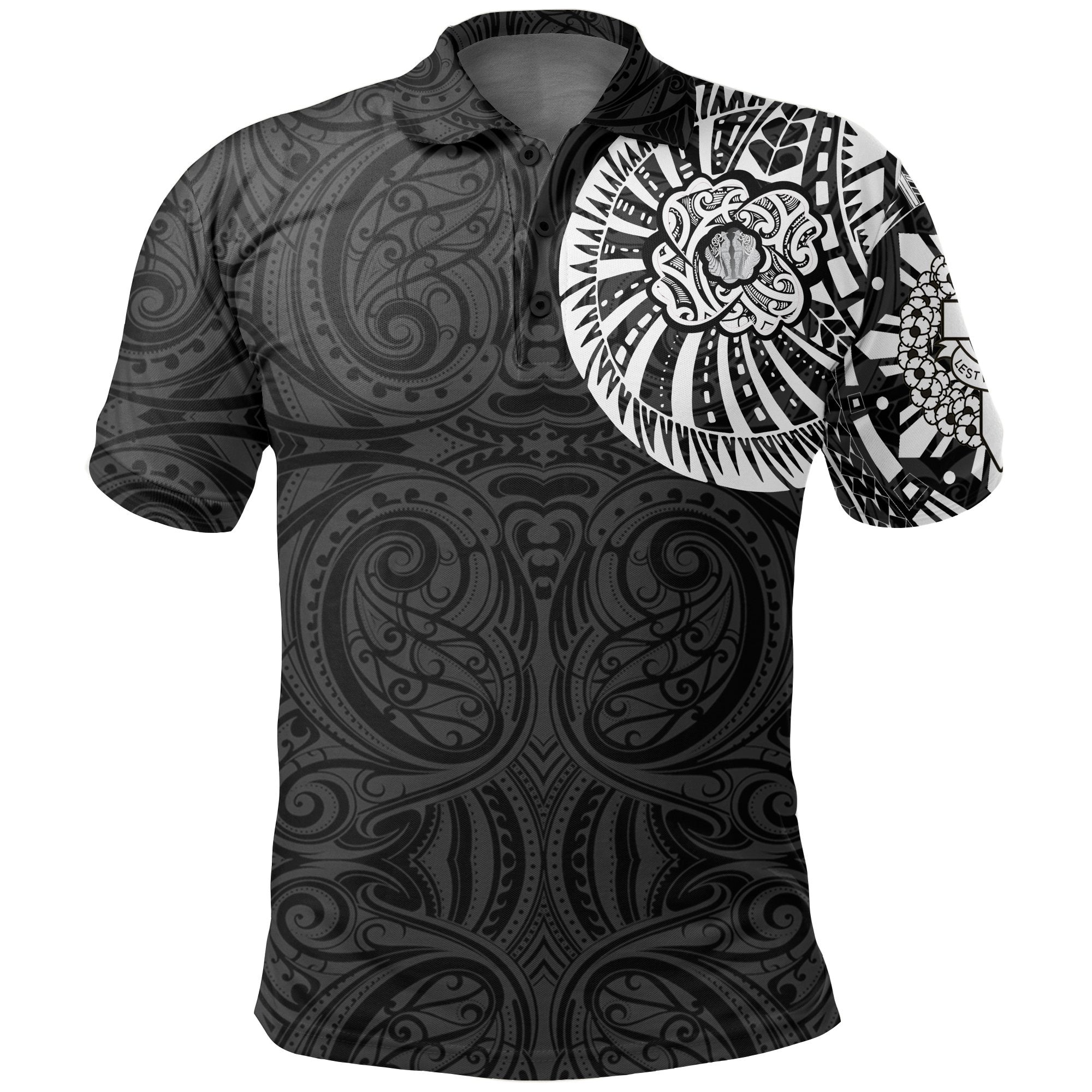 ANZAC New Zealand Polo Shirt, Maori Poppies Tattoo Golf Shirts - White - Vibe Hoodie Shop