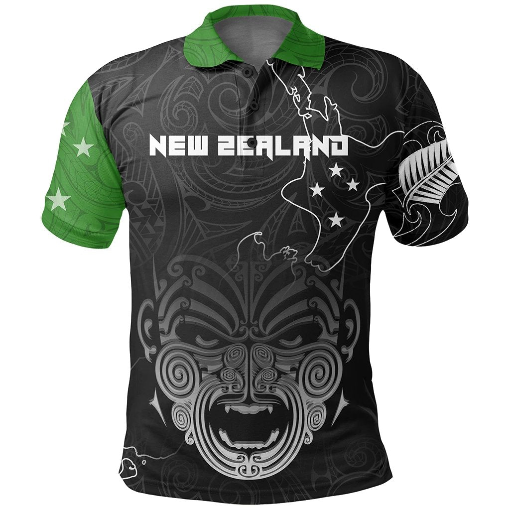 New Zealand Maori Ta Moko Polo Green - Vibe Hoodie Shop