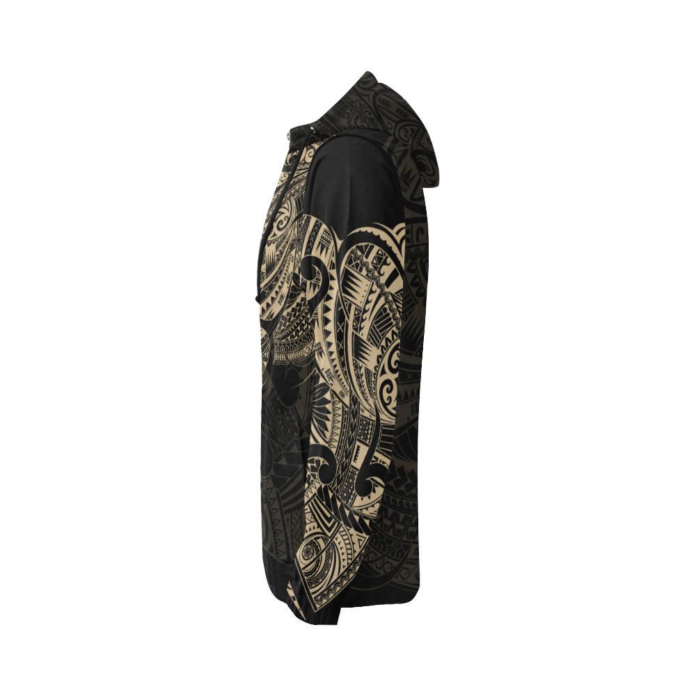 Maori Tattoo Hoodie, New Zealand Zip Up Hoodie - Vibe Hoodie Shop