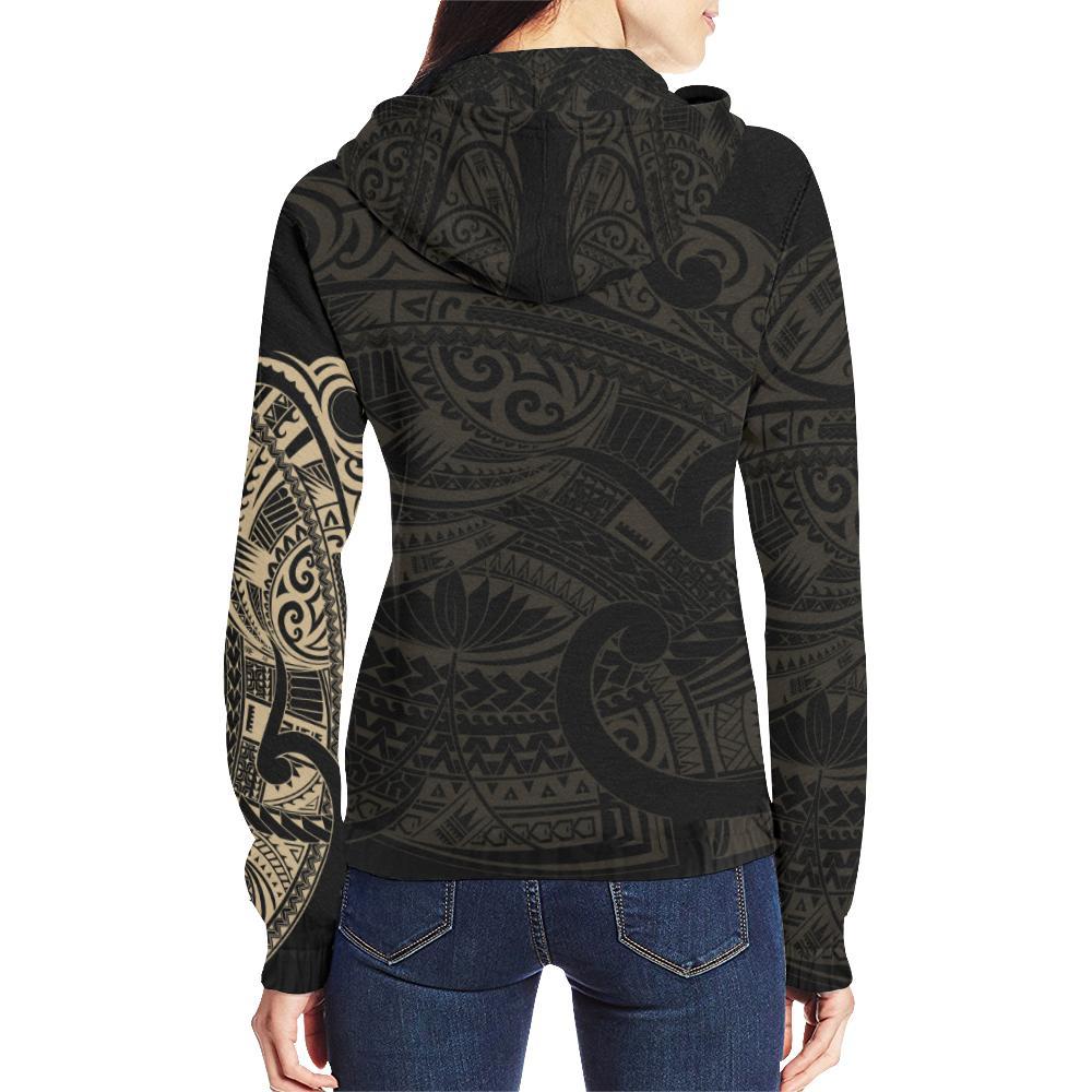 Maori Hoodie, New Zealand Maori Tattoo Zip Up Hoodie - Vibe Hoodie Shop