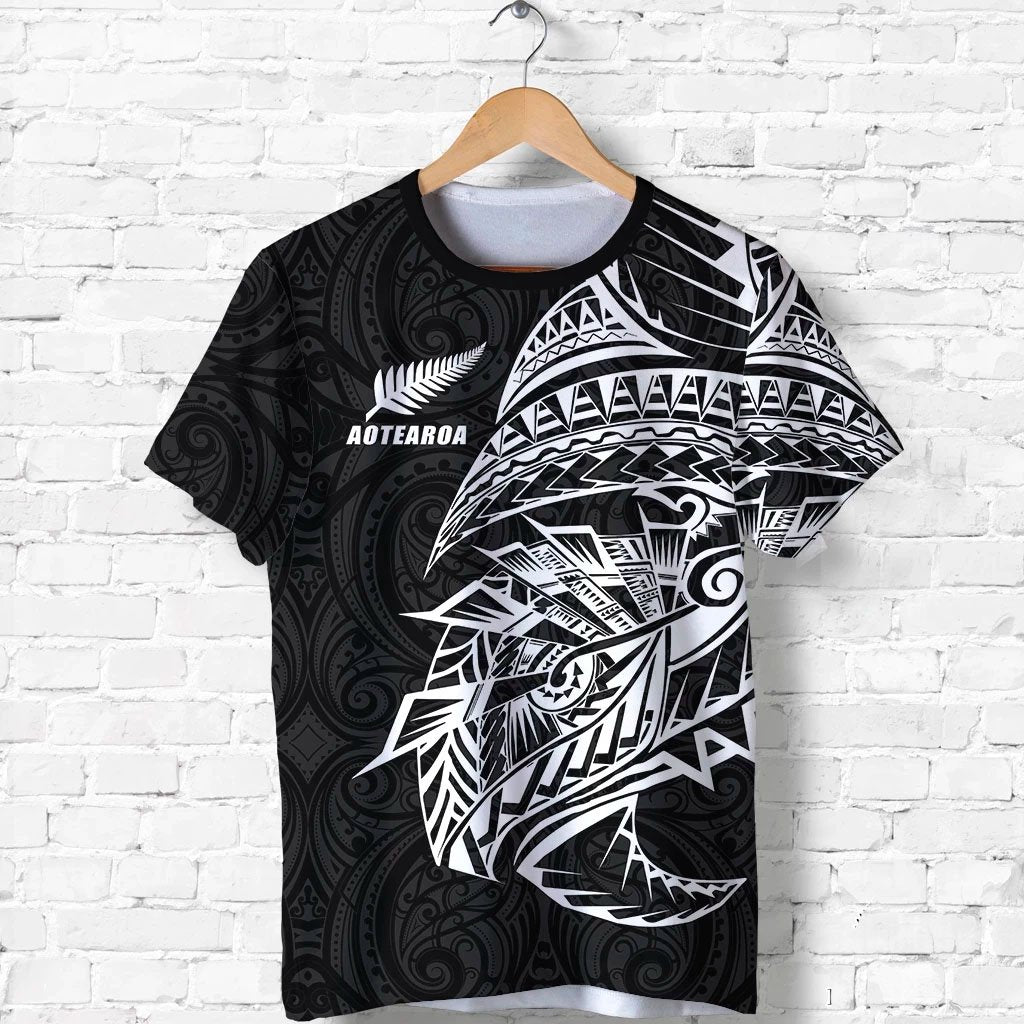 New Zealand Shirt, Maori Tattoo T shirt Polynesian Style - Black - Vibe Hoodie Shop