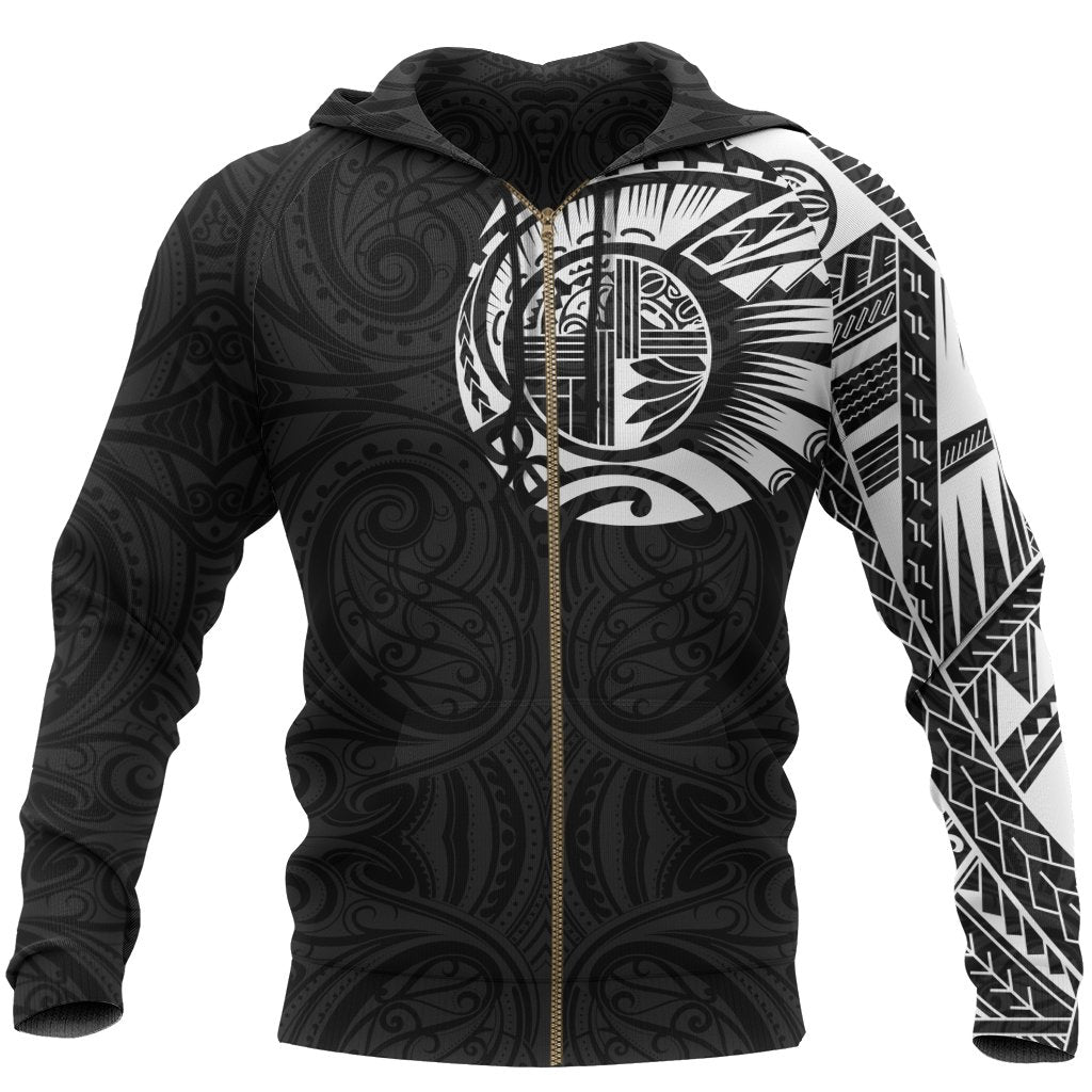 Maori Hoodie, New Zealand Tattoo Zip Up Hoodie - Vibe Hoodie Shop
