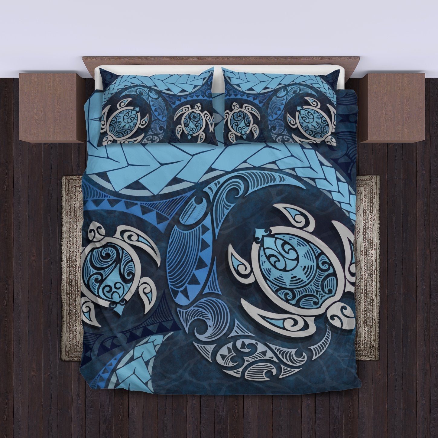 Maori Turtles New Zealand Bedding Set - Blue - Vibe Hoodie Shop