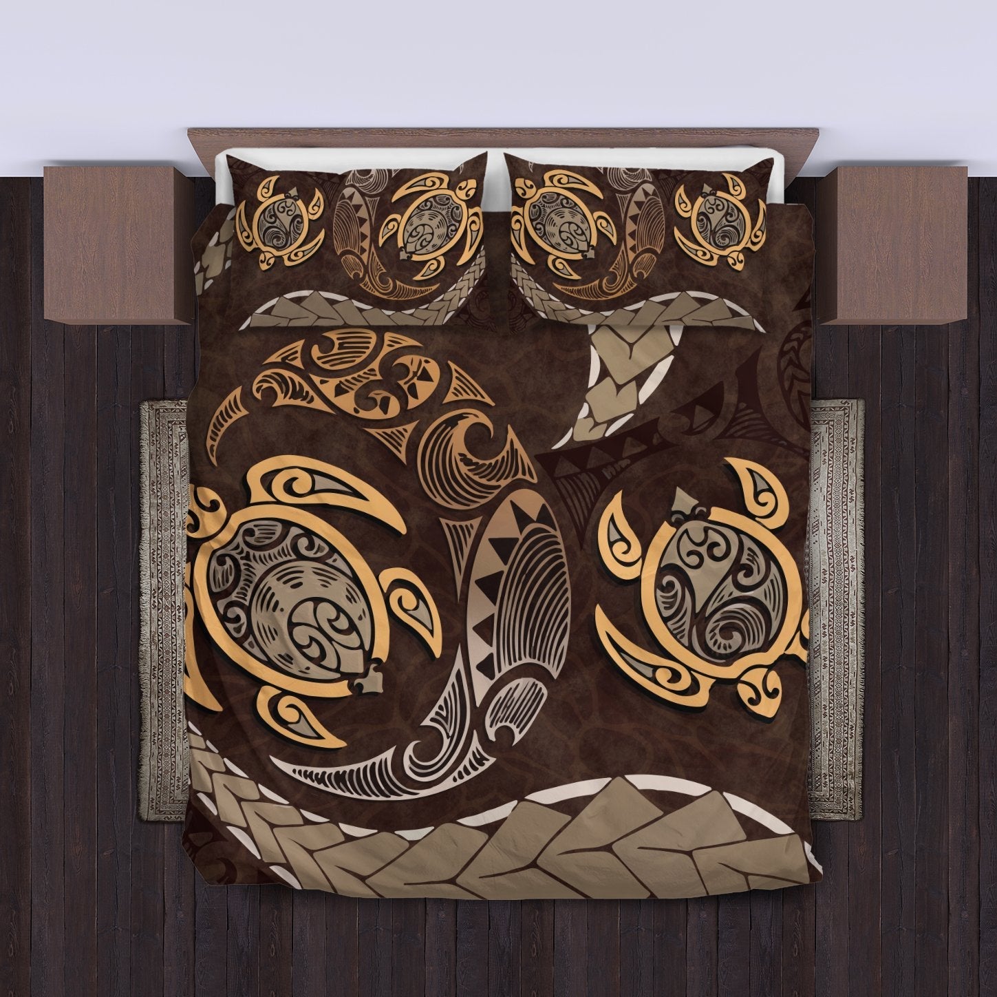 Maori Turtles New Zealand Bedding Set - Brown - Vibe Hoodie Shop