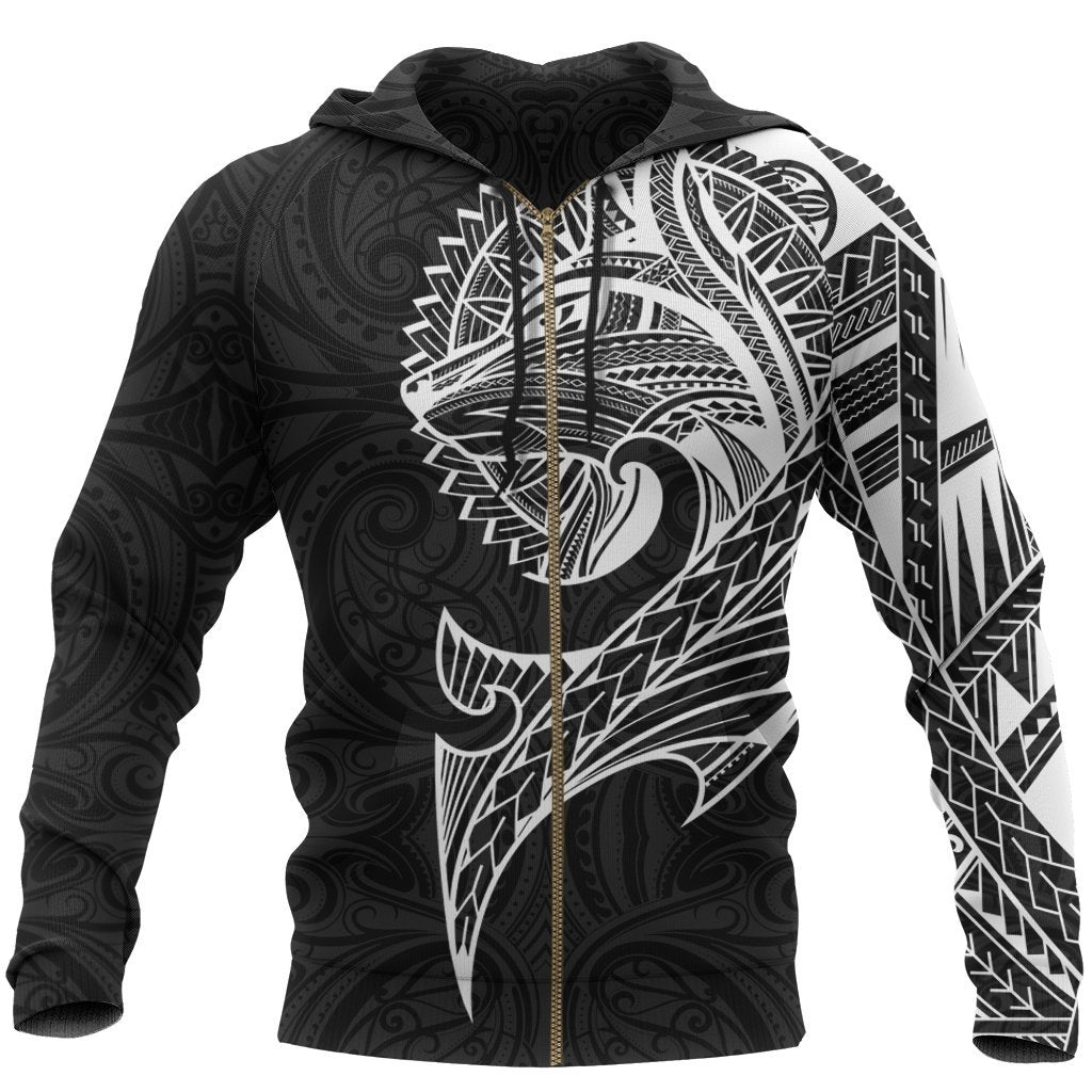New Zealand Maori Zip Hoodie, Wolf Tattoo Full Zip Hoodie - Vibe Hoodie Shop