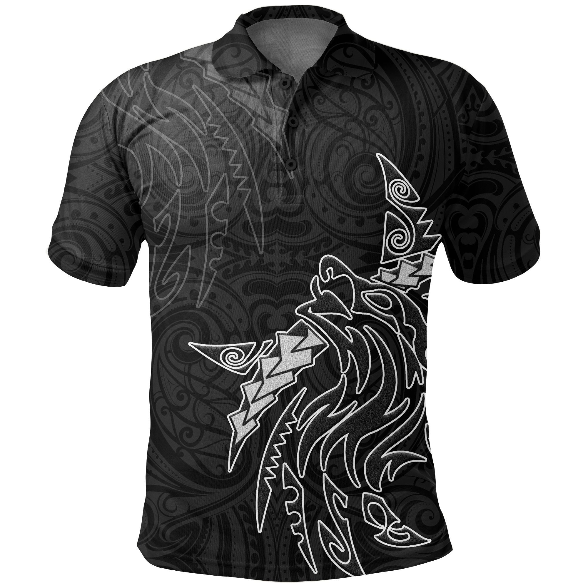 New Zealand Maori Polo Shirt, Maori Wolf Tattoo Golf Shirts - Vibe Hoodie Shop