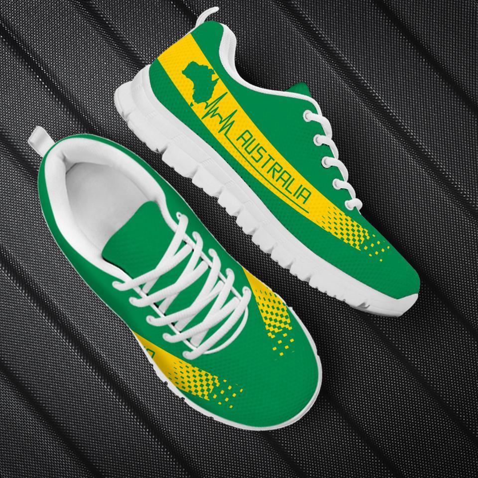 Australia Sneakers - Australian Map Shoes Heartbeat National Color - Unisex - Vibe Hoodie Shop