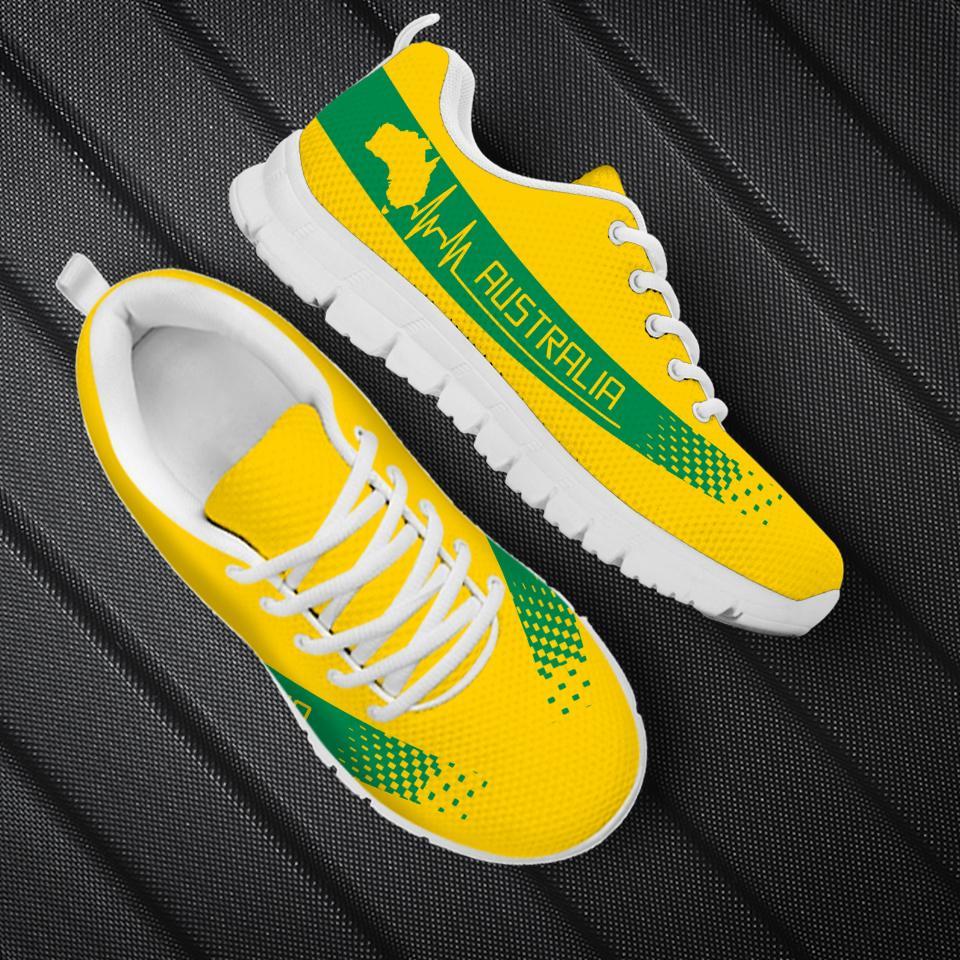 Australia Sneakers - Australian Map Shoes Heartbeat National Color - Unisex - Vibe Hoodie Shop