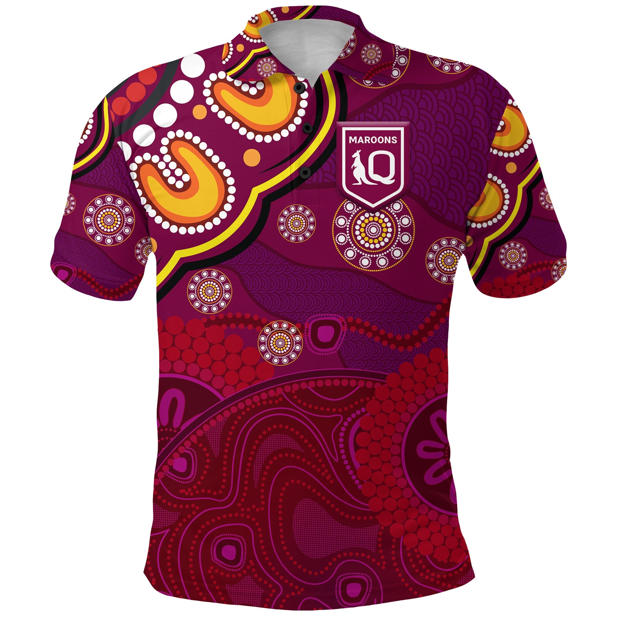 Queensland Maroons Aboriginal Polo Shirt Indigenous Vibes - Vibe Hoodie Shop