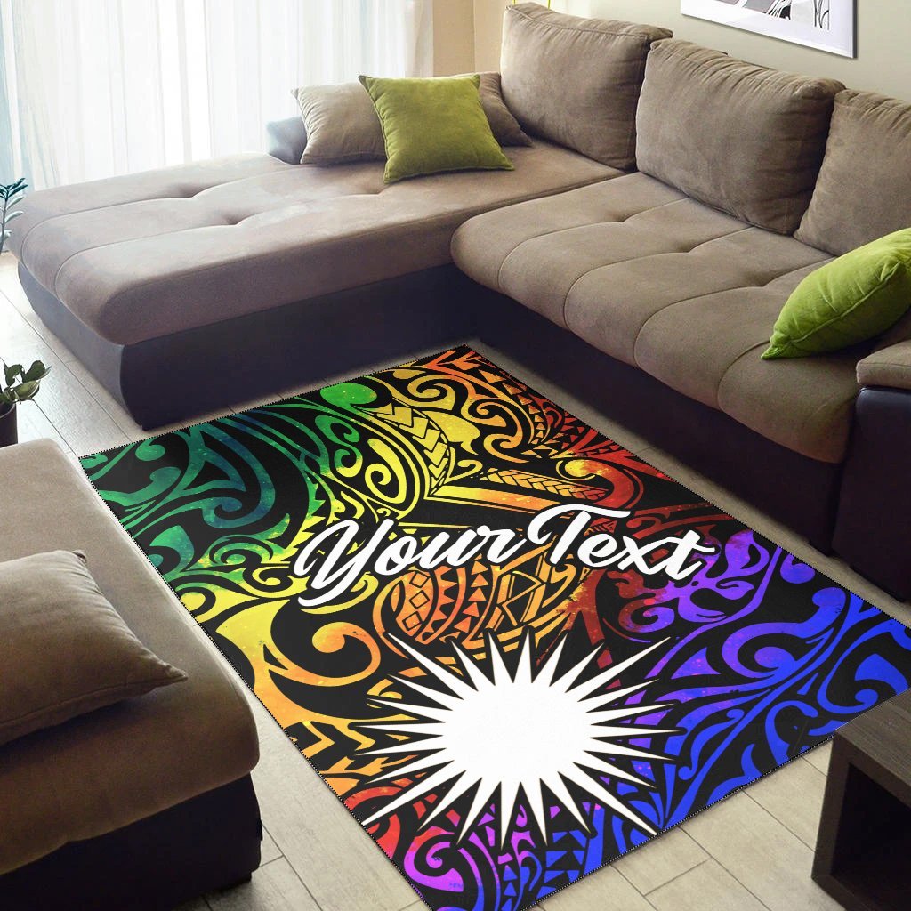 Marshall Islands Custom Personalised Area Rug - Rainbow Polynesian Pattern - Vibe Hoodie Shop