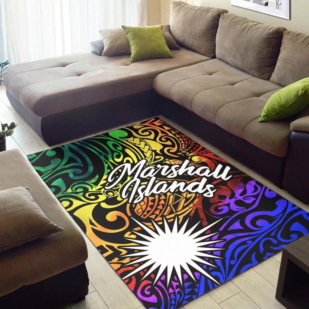 Marshall Islands Area Rug - Rainbow Polynesian Pattern - Vibe Hoodie Shop