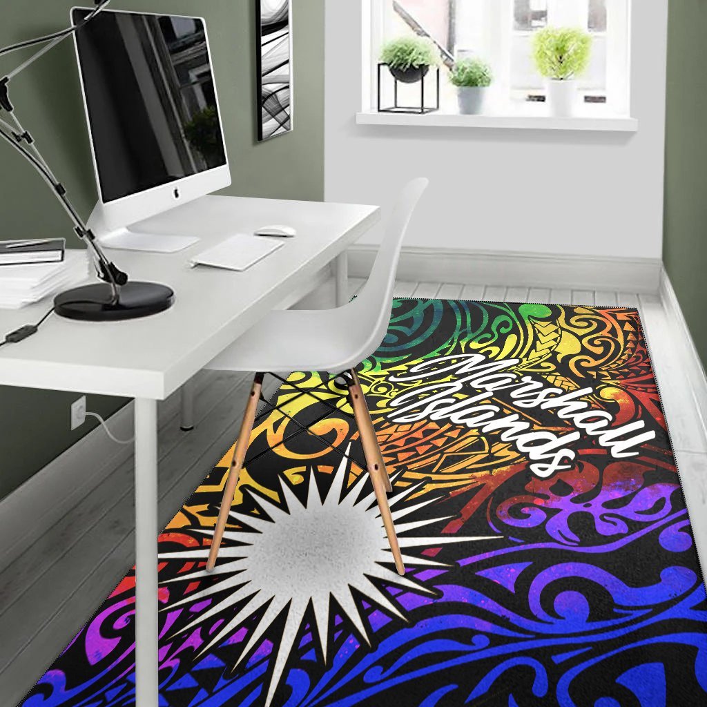 Marshall Islands Area Rug - Rainbow Polynesian Pattern - Vibe Hoodie Shop