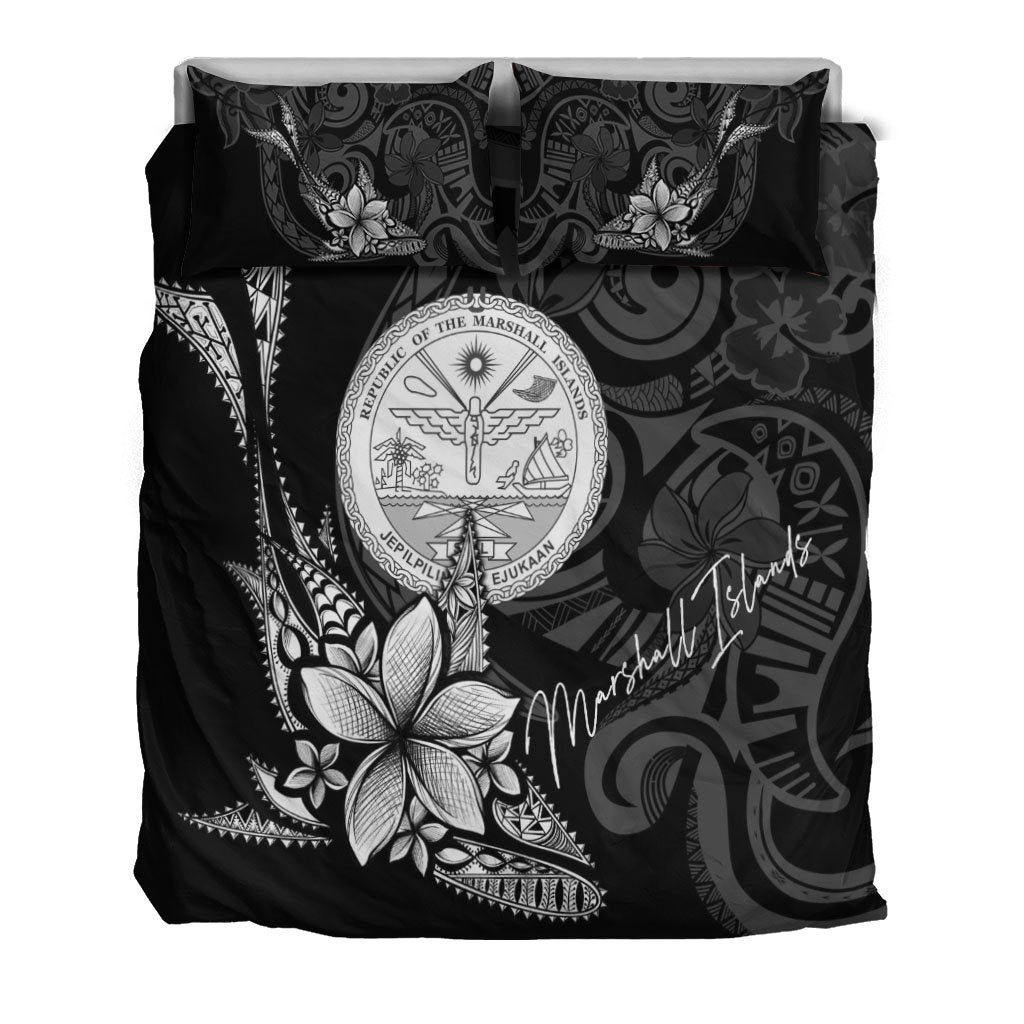 Marshall Islands Bedding Set - Fish With Plumeria Flowers Style - Vibe Hoodie Shop