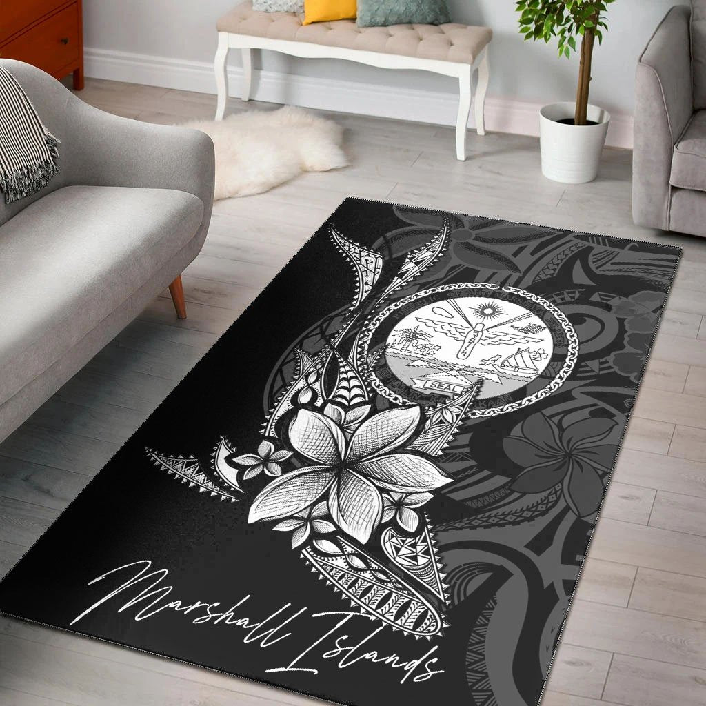 Marshall Islands Area Rug - Fish With Plumeria Flowers Style - Vibe Hoodie Shop