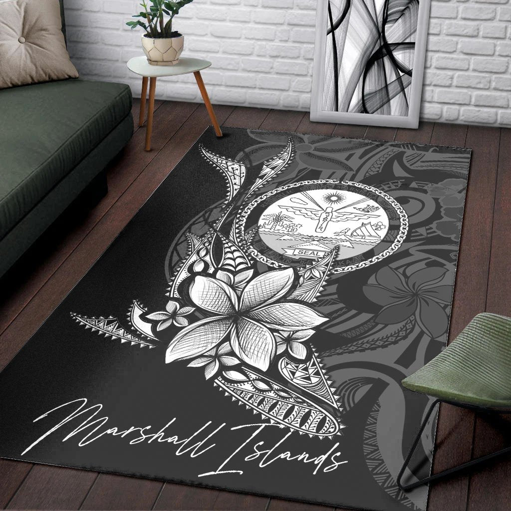 Marshall Islands Area Rug - Fish With Plumeria Flowers Style - Vibe Hoodie Shop