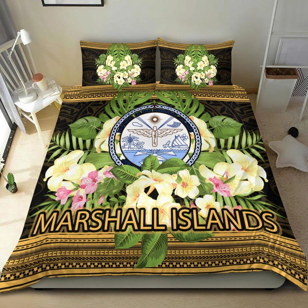 Marshall Islands Bedding Set - Polynesian Gold Patterns Collection - Vibe Hoodie Shop