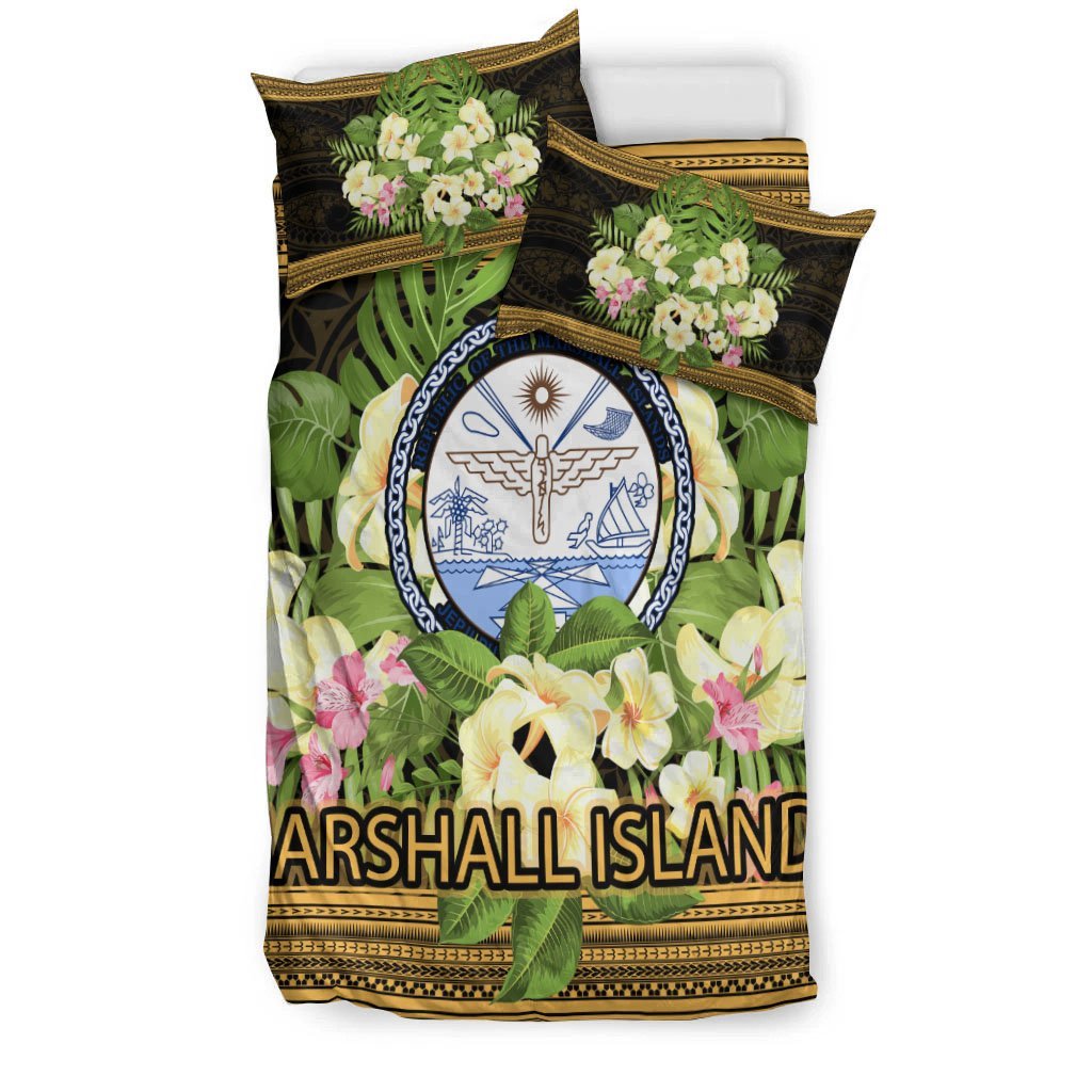 Marshall Islands Bedding Set - Polynesian Gold Patterns Collection - Vibe Hoodie Shop