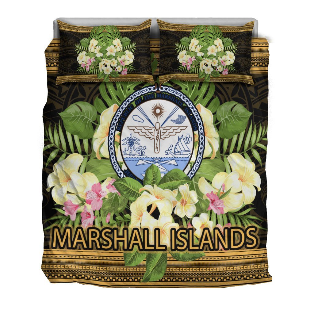 Marshall Islands Bedding Set - Polynesian Gold Patterns Collection - Vibe Hoodie Shop