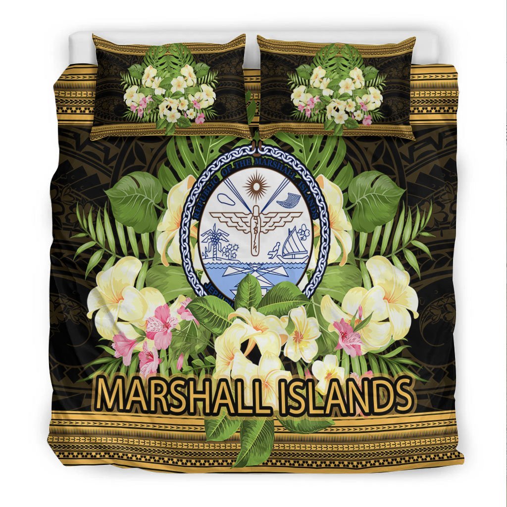 Marshall Islands Bedding Set - Polynesian Gold Patterns Collection - Vibe Hoodie Shop