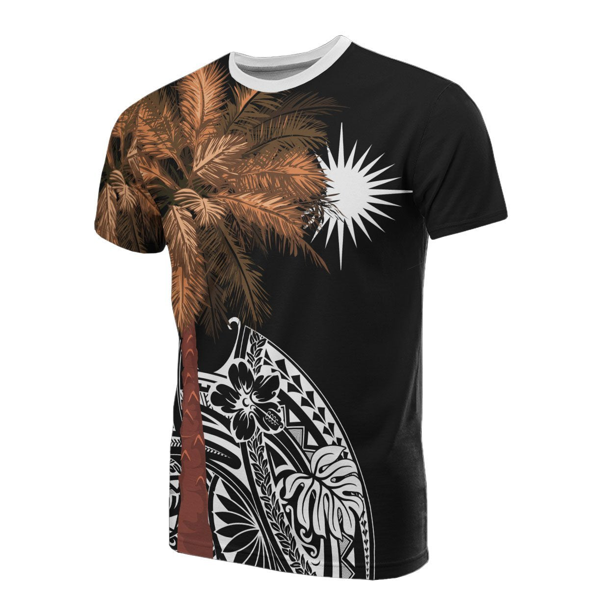 Vibe Hoodie Marshall Islands All T shirt - Polynesian Palm Tree Black - Vibe Hoodie Shop