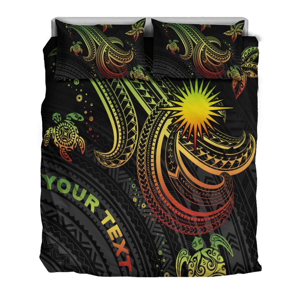 Marshall Islands Custom Personalised Bedding Set - Reggae Turtle - Vibe Hoodie Shop