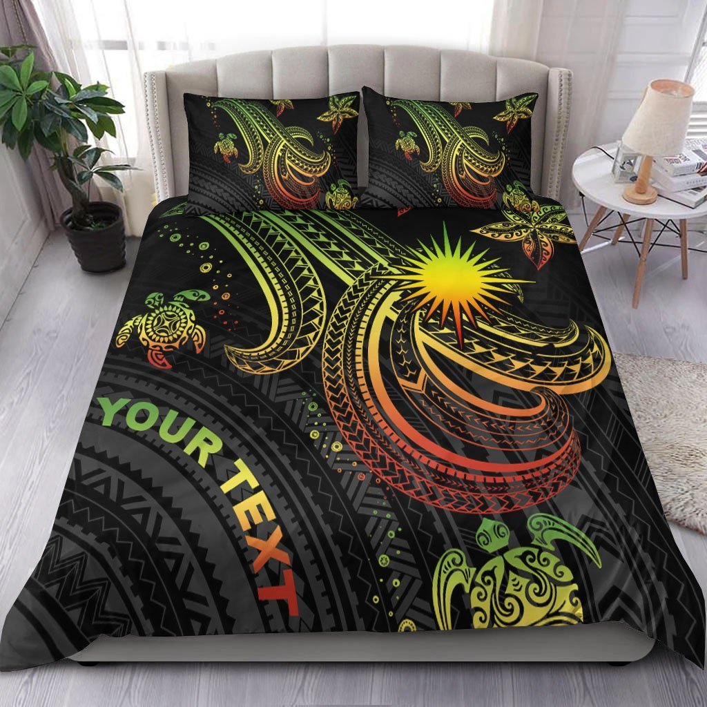 Marshall Islands Custom Personalised Bedding Set - Reggae Turtle - Vibe Hoodie Shop