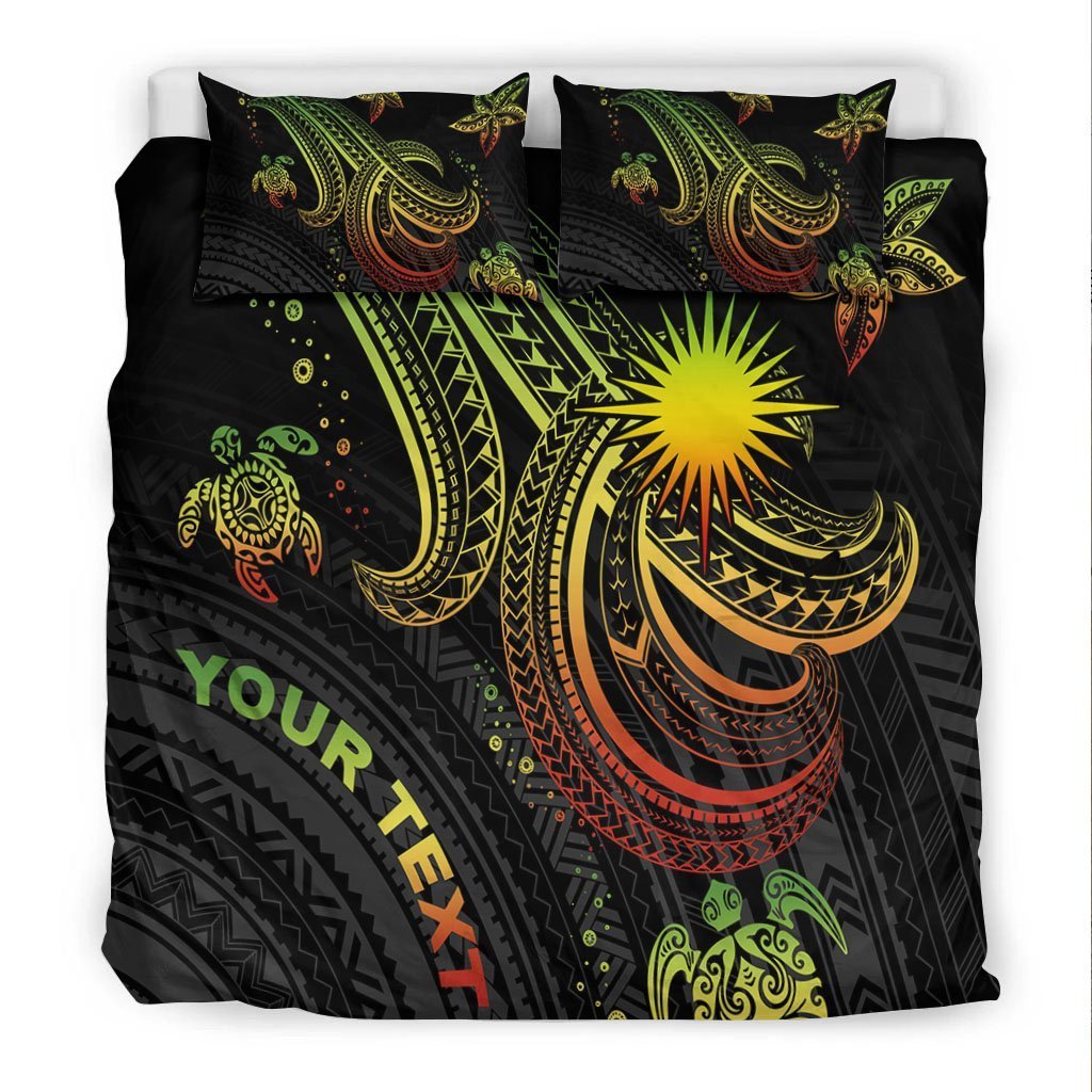 Marshall Islands Custom Personalised Bedding Set - Reggae Turtle - Vibe Hoodie Shop