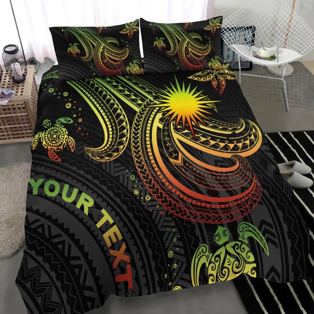 Marshall Islands Custom Personalised Bedding Set - Reggae Turtle - Vibe Hoodie Shop