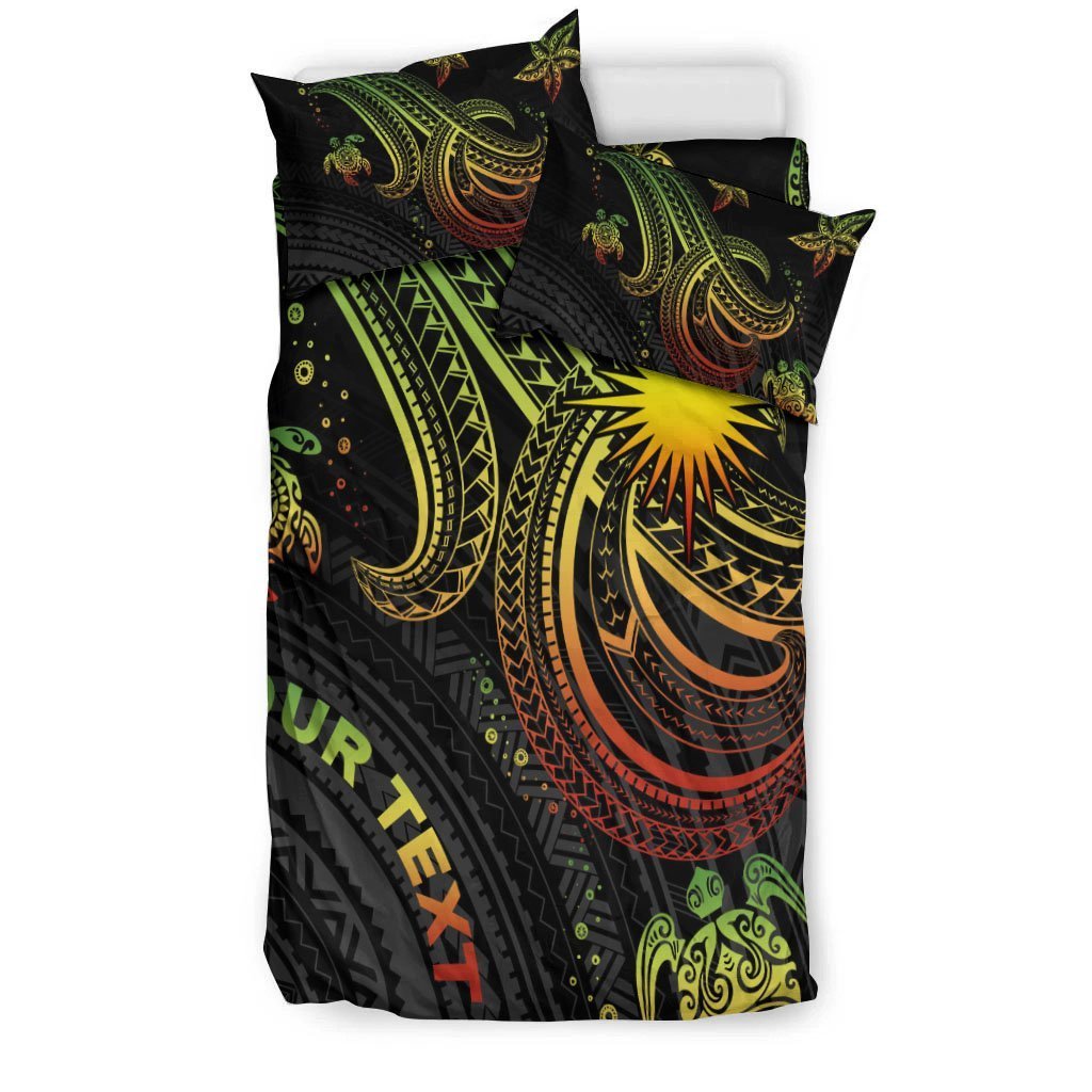 Marshall Islands Custom Personalised Bedding Set - Reggae Turtle - Vibe Hoodie Shop