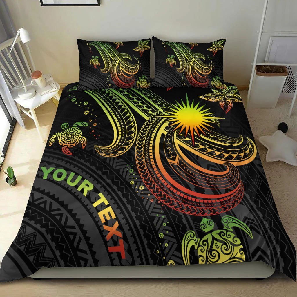 Marshall Islands Custom Personalised Bedding Set - Reggae Turtle - Vibe Hoodie Shop