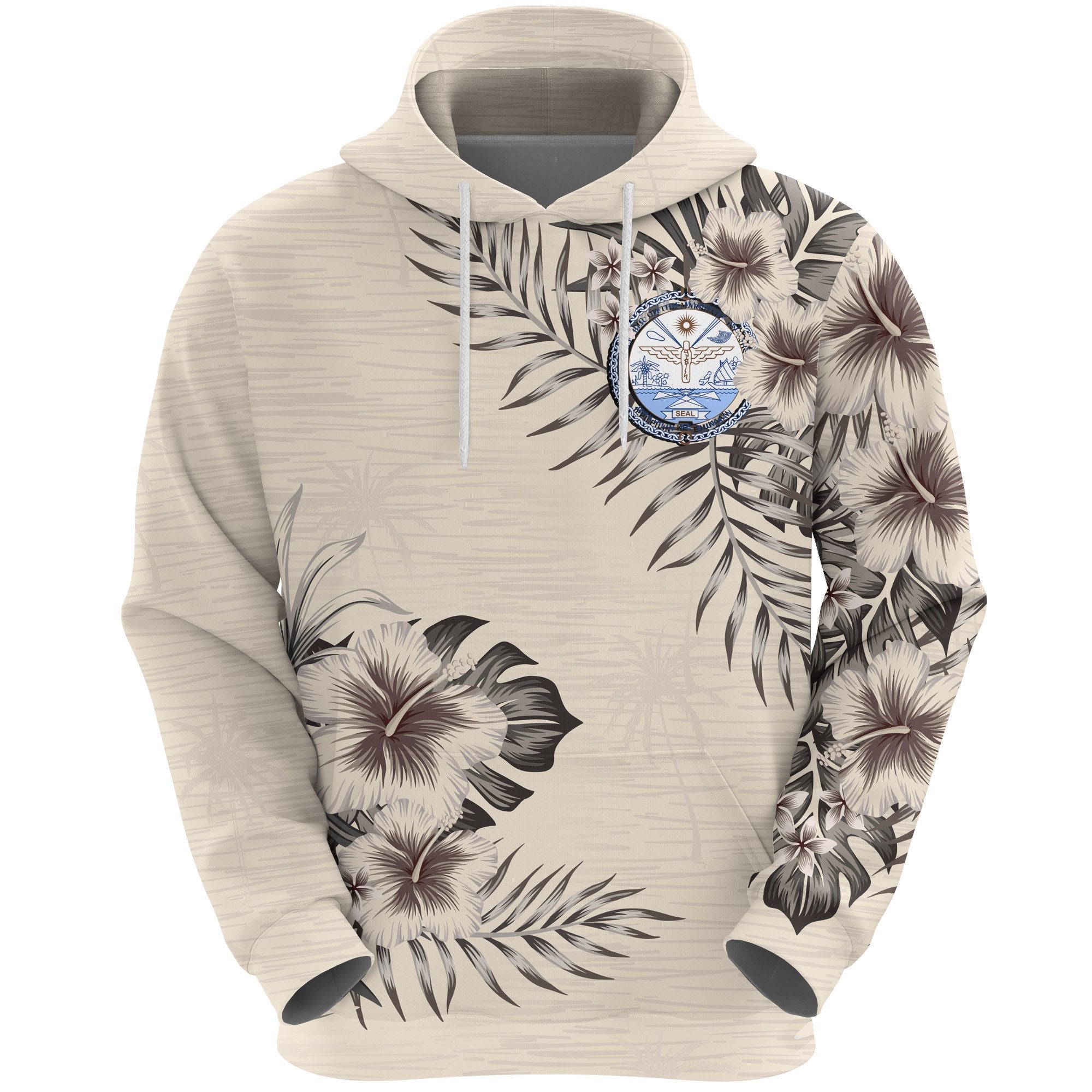 Marshall Islands Hoodie The Beige Hibiscus - Vibe Hoodie Shop