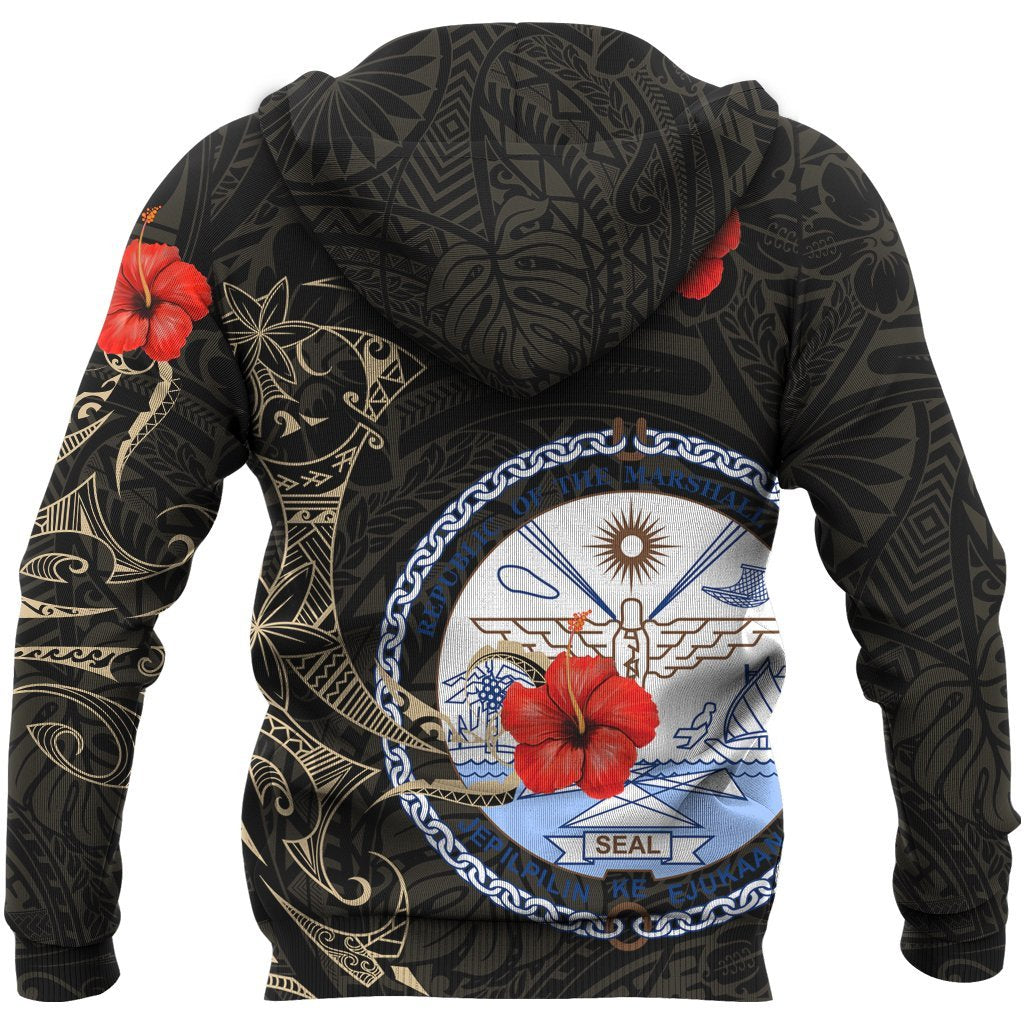 Marshall Islands Hoodie Hibiscus Tattoo Style - Vibe Hoodie Shop