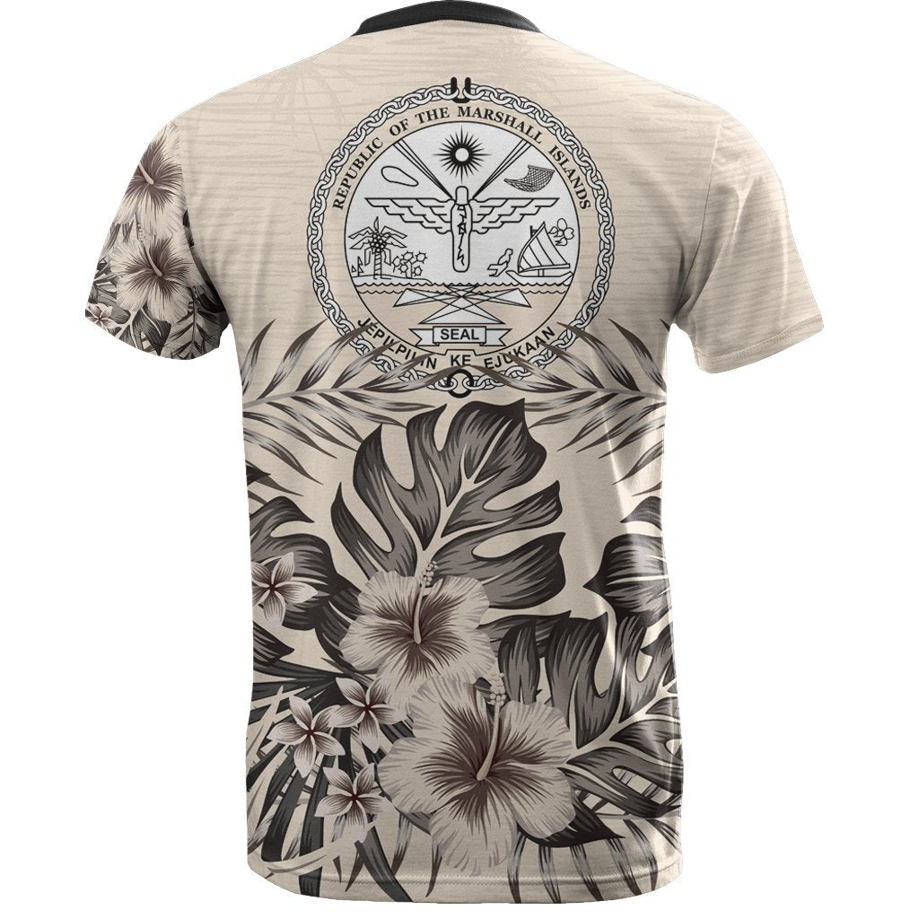 Marshall Islands T shirt The Beige Hibiscus - Vibe Hoodie Shop