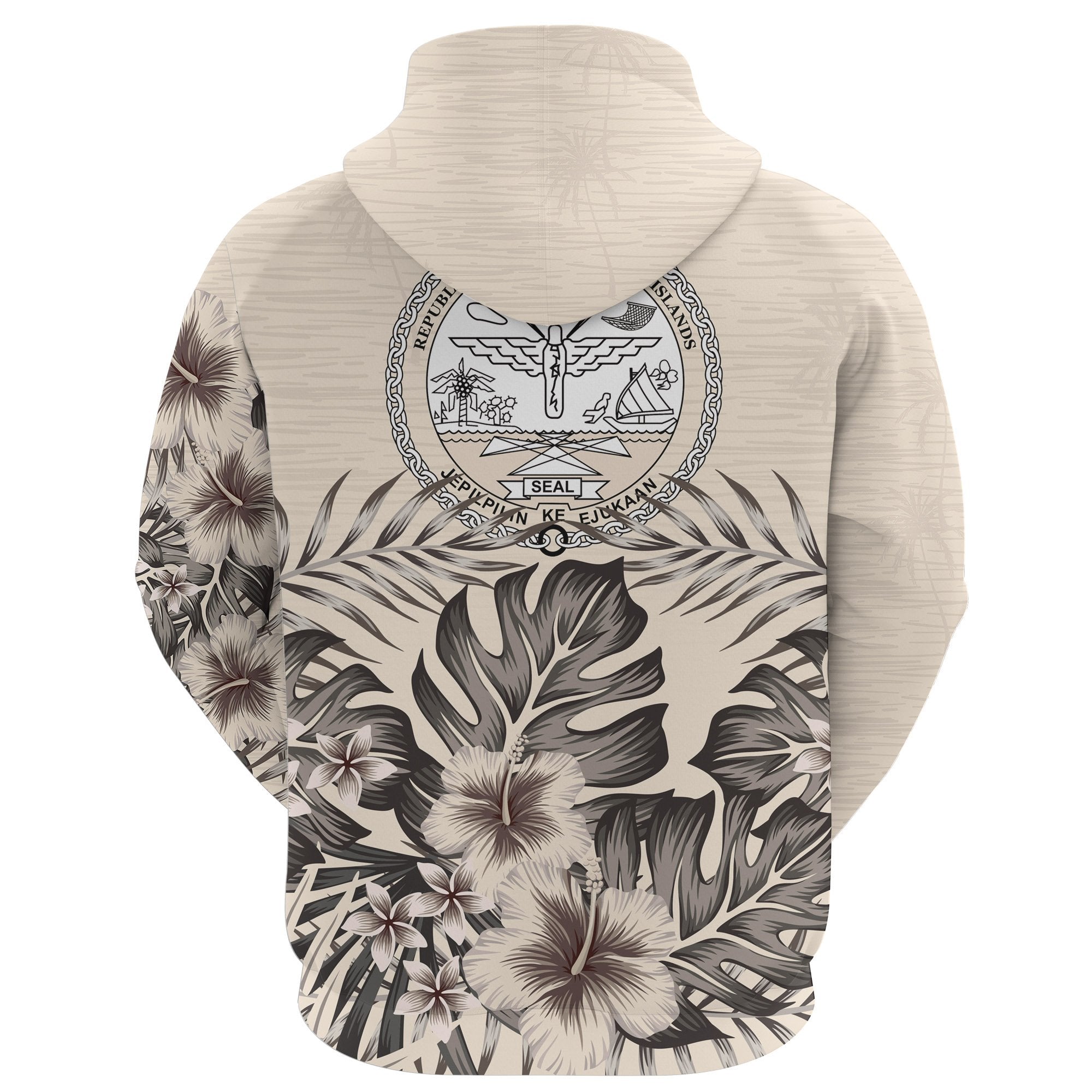 Marshall Islands Zip Hoodie The Beige Hibiscus - Vibe Hoodie Shop