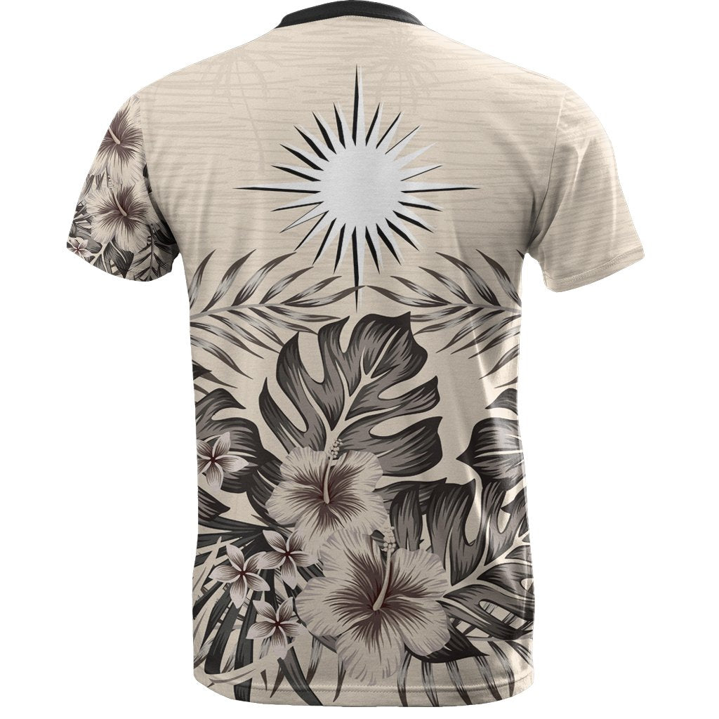 Marshall Islands T shirt The Beige Hibiscus - Vibe Hoodie Shop