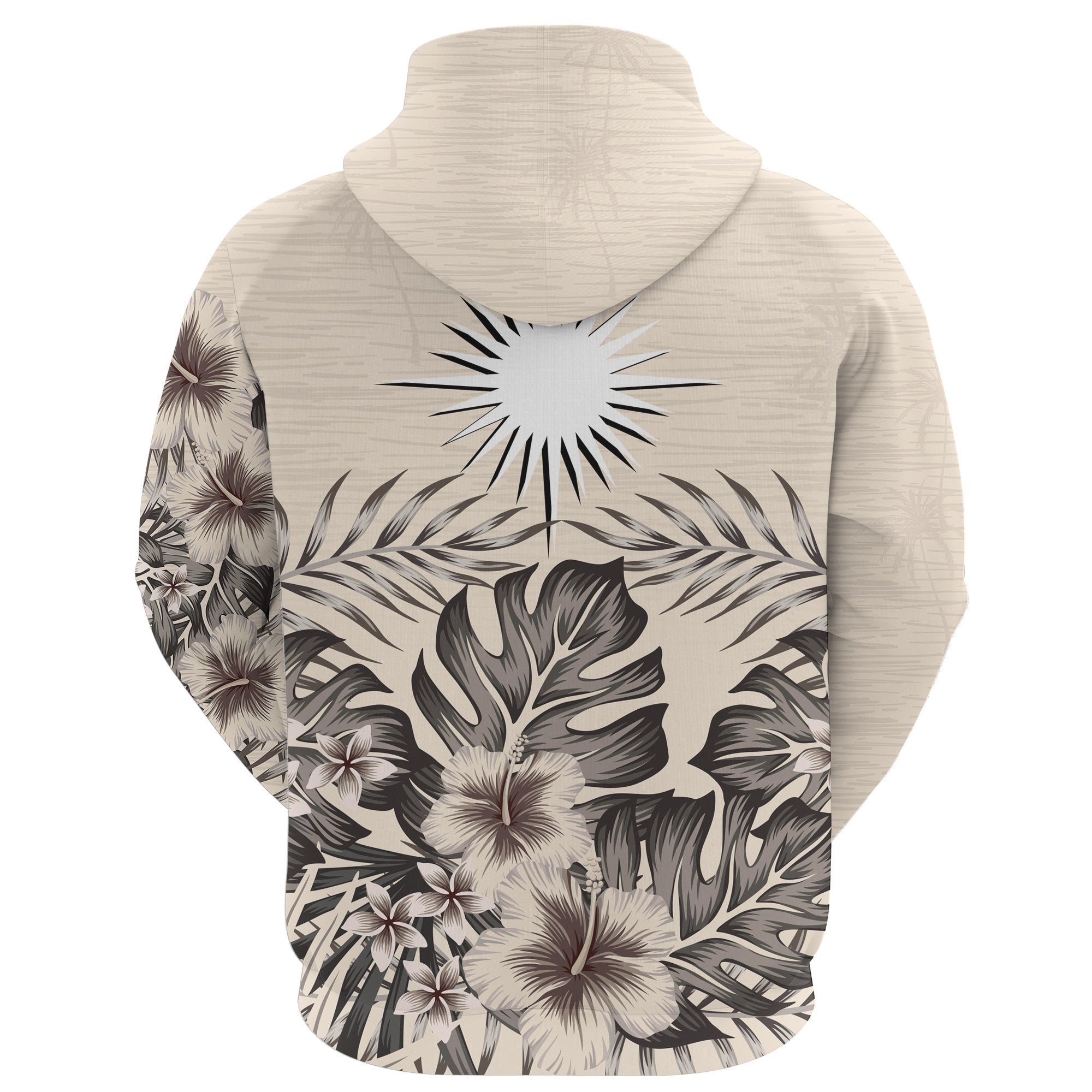 Marshall Islands Zip Hoodie The Beige Hibiscus No - Vibe Hoodie Shop