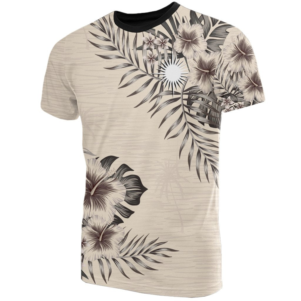 Marshall Islands T shirt The Beige Hibiscus - Vibe Hoodie Shop