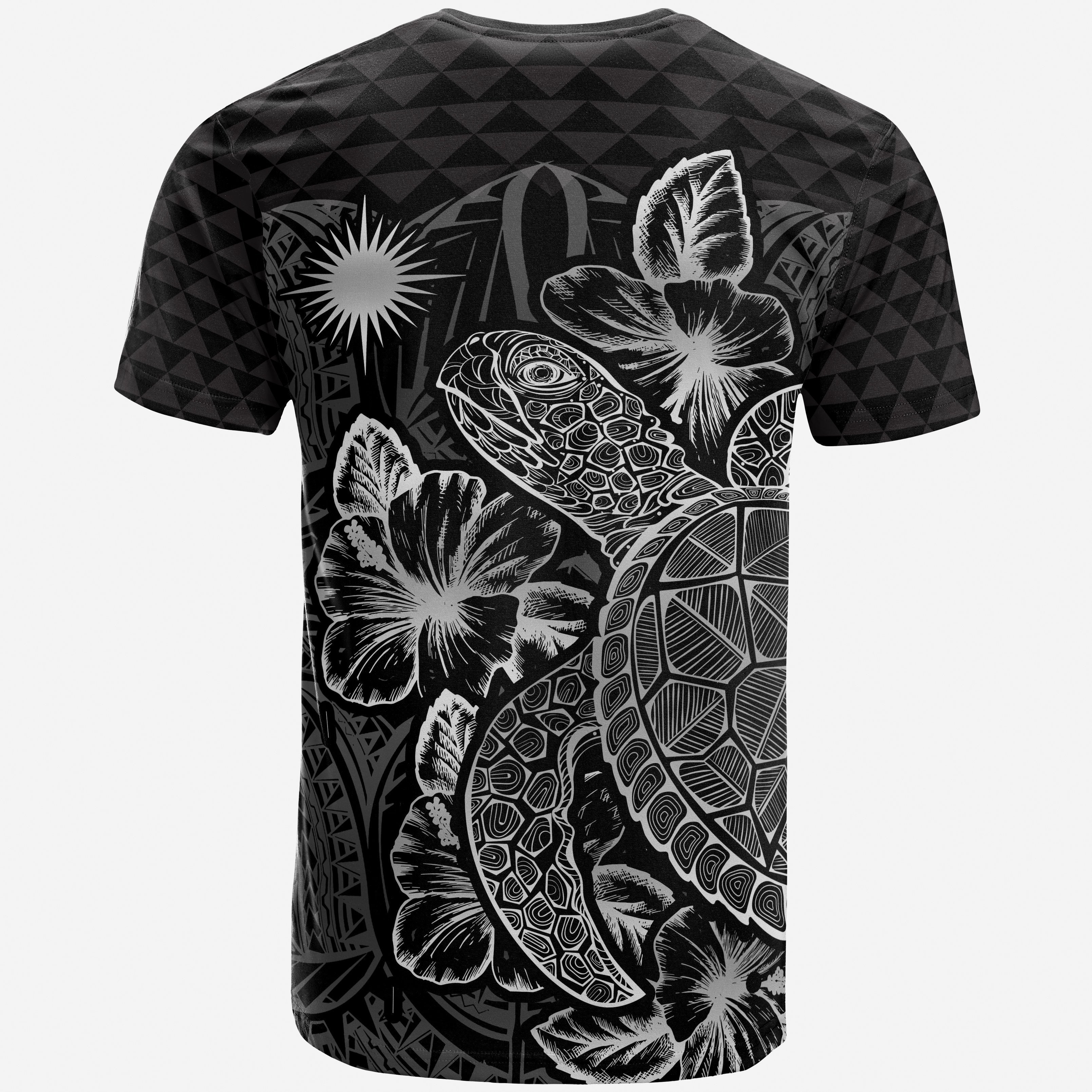 Vibe Hoodie Marshall Islands T shirt - Marshall Islands FLag Turtle Hibiscus Black - Vibe Hoodie Shop