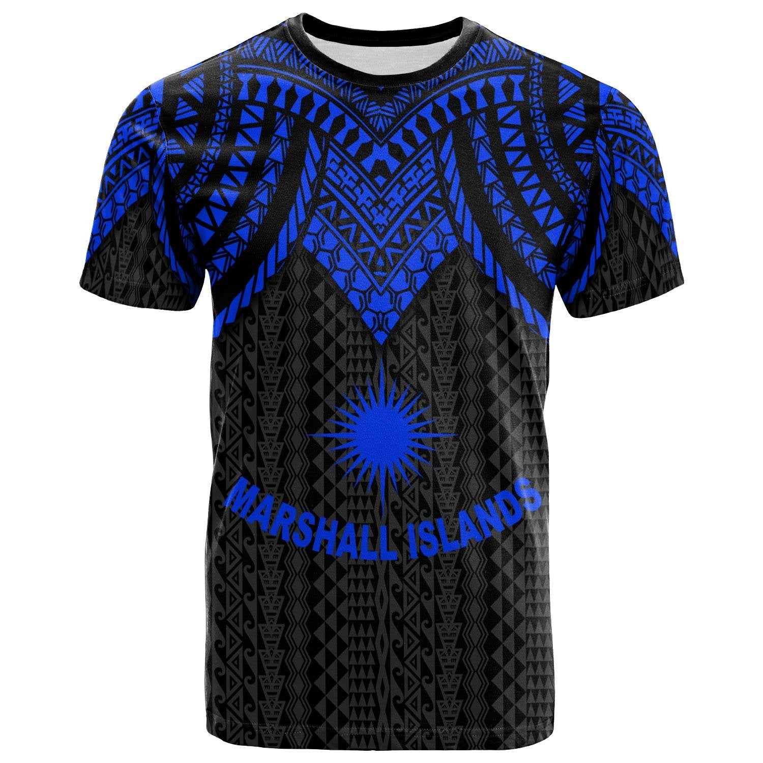 Vibe Hoodie Marshall Islands T shirt - Polynesian Armor Style Blue - Vibe Hoodie Shop