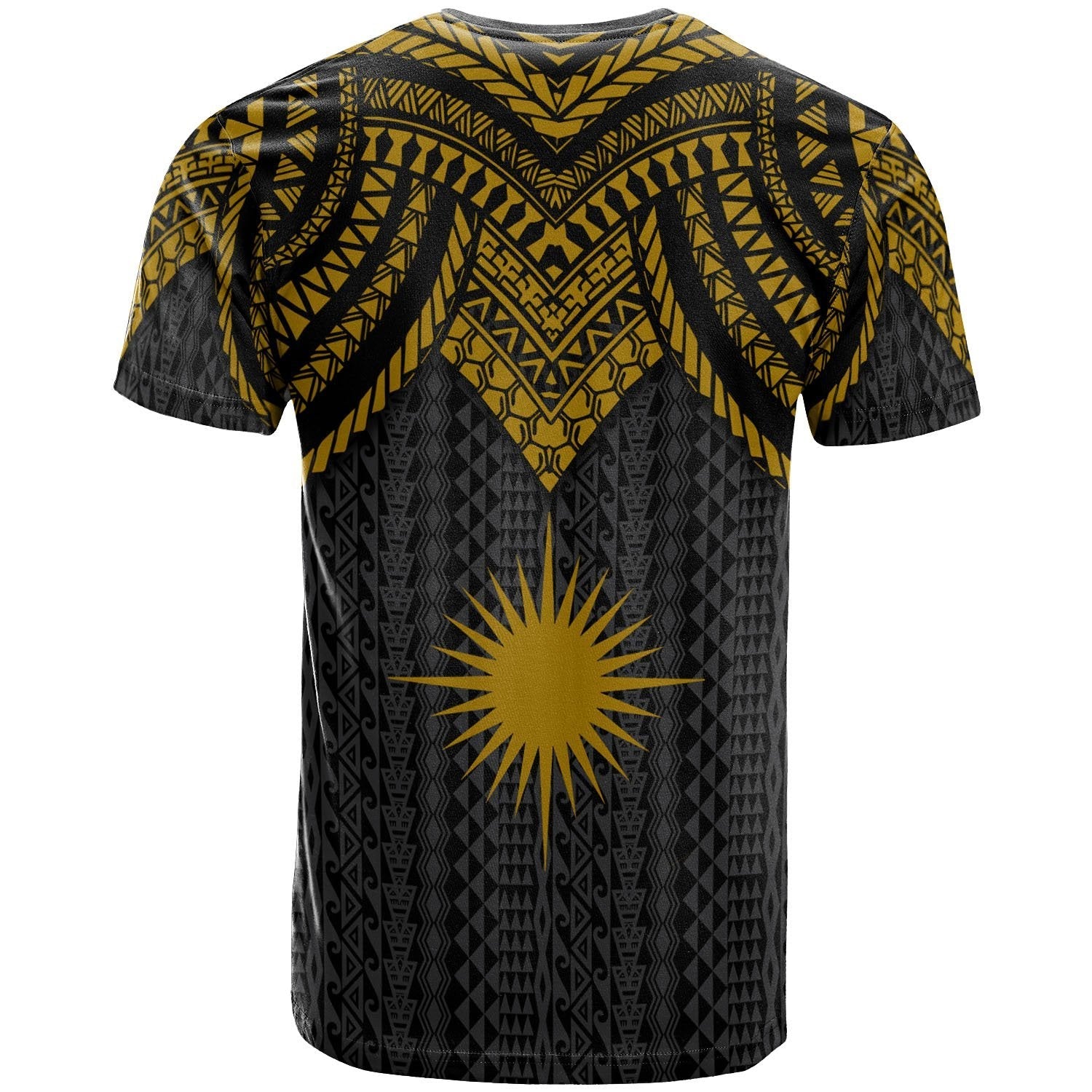 Vibe Hoodie Marshall Islands Custom Personalised T shirt - Polynesian Armor Style Gold - Vibe Hoodie Shop
