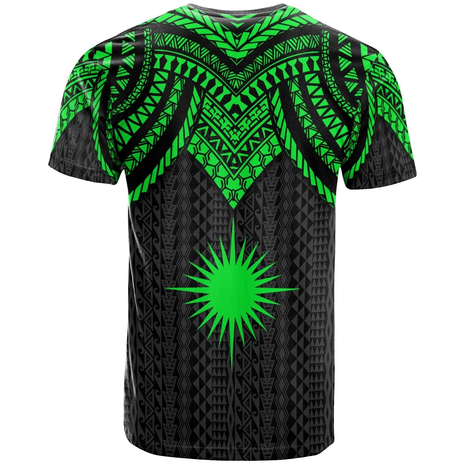 Vibe Hoodie Marshall Islands Custom Personalised T shirt - Polynesian Armor Style Green - Vibe Hoodie Shop