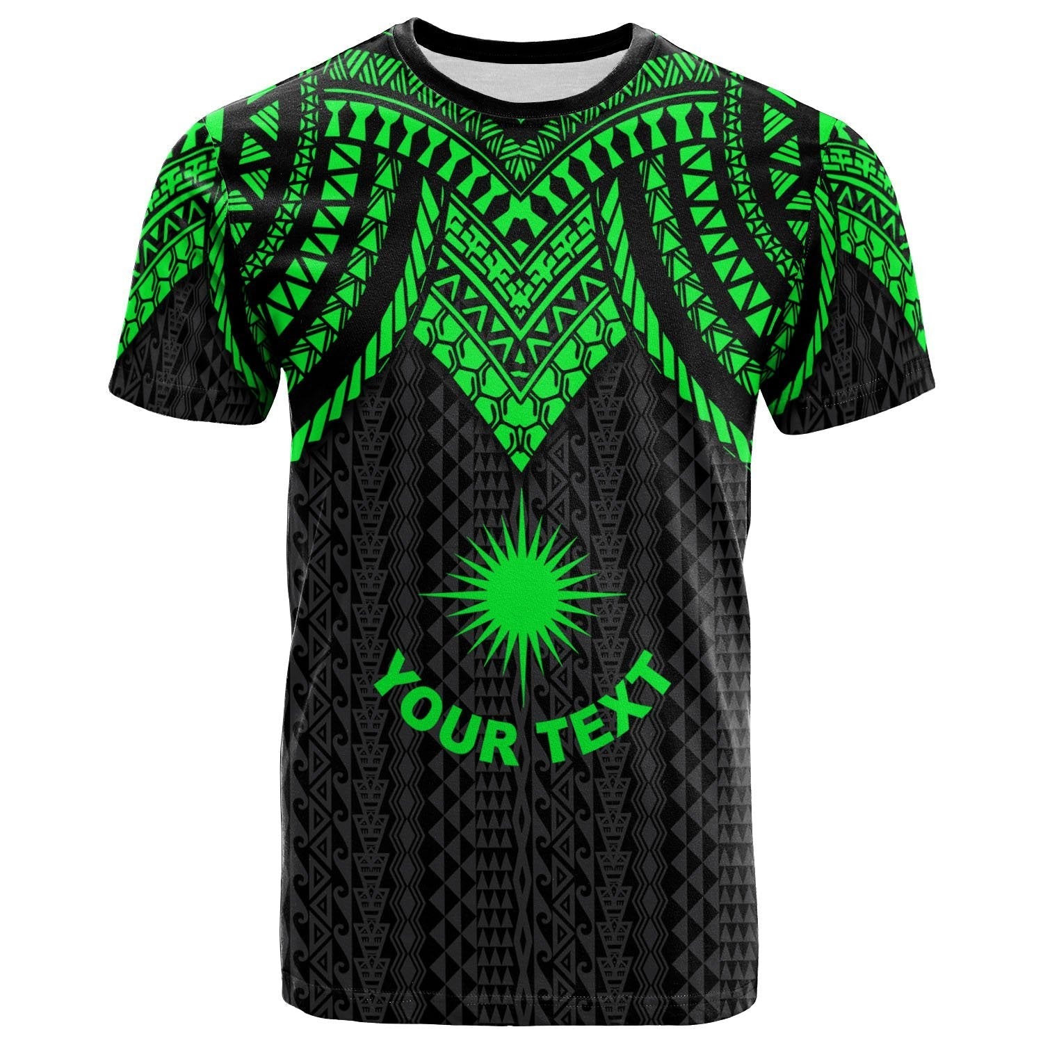 Vibe Hoodie Marshall Islands Custom Personalised T shirt - Polynesian Armor Style Green - Vibe Hoodie Shop