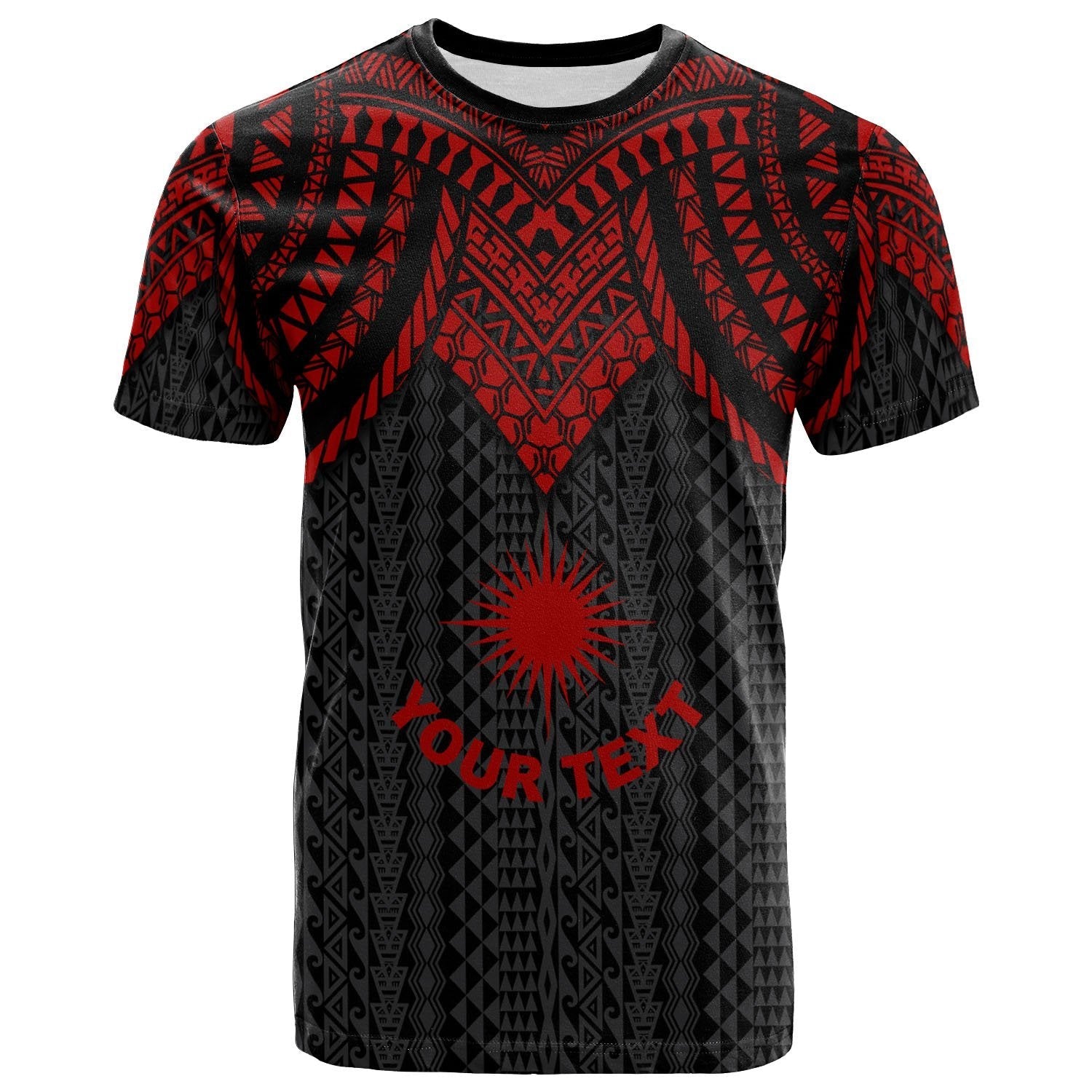 Vibe Hoodie Marshall Islands Custom Personalised T shirt - Polynesian Armor Style Red - Vibe Hoodie Shop