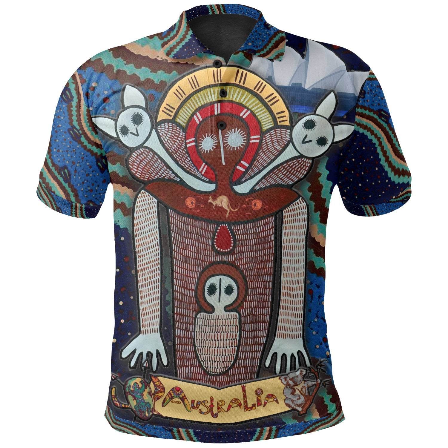 Wandjina Polo Shirt - Australian Aboriginal Mythology - My Australia - Vibe Hoodie Shop