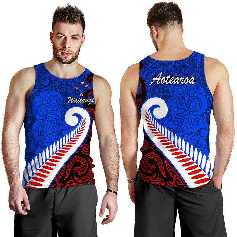 Waitangi Day Men Tank Top Aotearoa Hei Tiki Silver Fern - Vibe Hoodie Shop