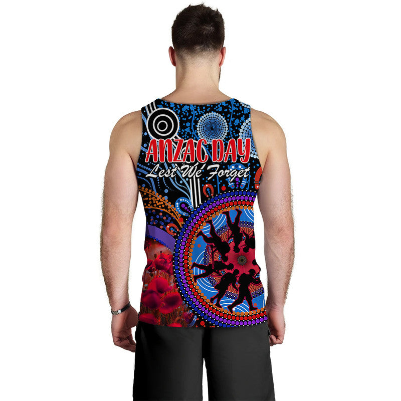 Australia ANZAC Day Men Tank Top Aboriginal Military and Poppy Flowers Style - Vibe Hoodie Shop