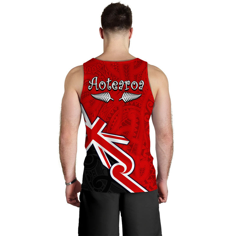 Waitangi Men Tank Top Aotearoa Tino Rangatiratanga Flag with Silver Fern - Vibe Hoodie Shop