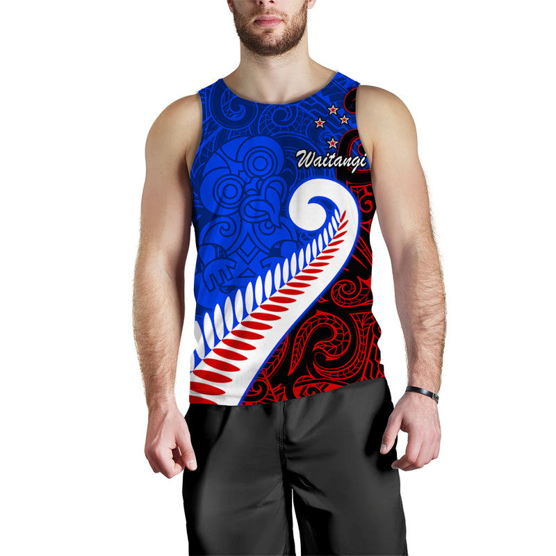 (Custom Personalised) Waitangi Day Men Tank Top Aotearoa Hei Tiki Silver Fern - Vibe Hoodie Shop